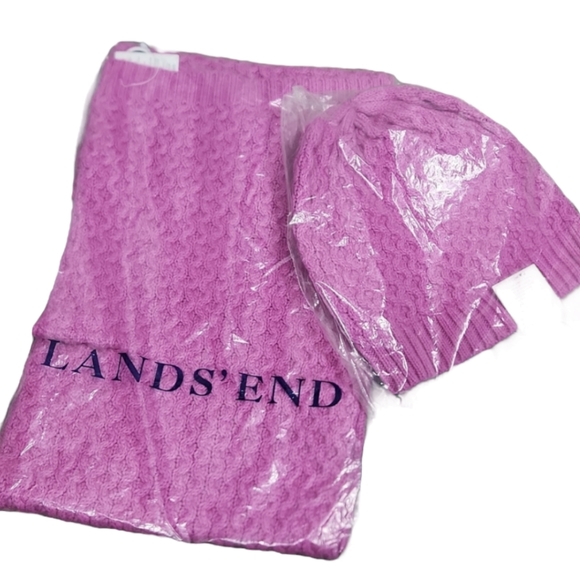 Lands' End Cable Knit Scarf Set - Picture 2 of 7